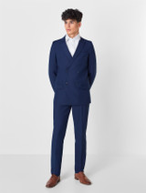 Blue double-breasted wedding suit