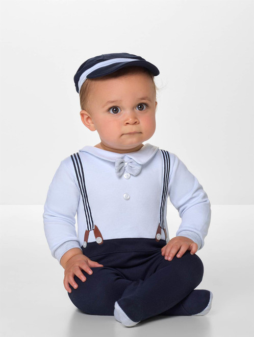 Boys white and navy romper
