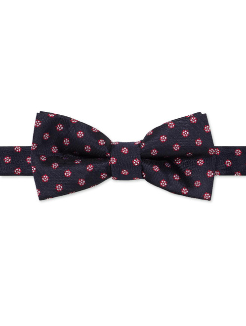 Boys navy tudor rose banded bow tie