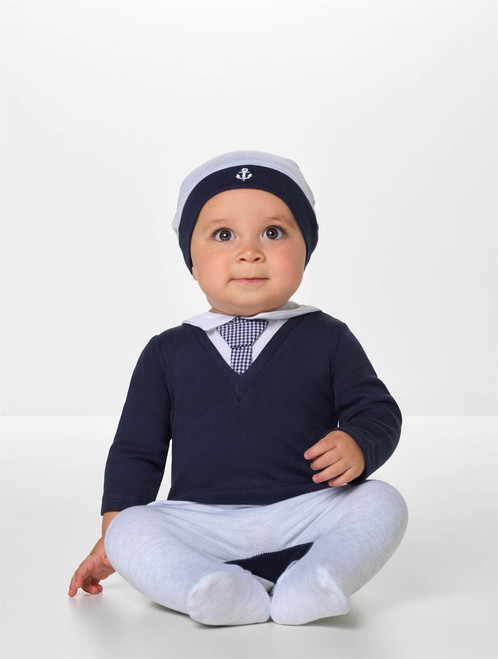 Beau Kid boys romper suit navy and grey