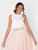 Girls white top and pink skirt set