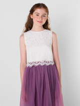 Girls white sleeveless lace top