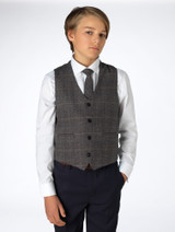 boys grey check waistcoat