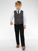 Tweed grey waistcoat and black trouser set