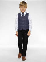 Navy grey waistcoat and black trouser set