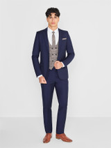 Navy and brown checked suit for boy