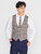 Boys brown and navy checked waistcoat suit