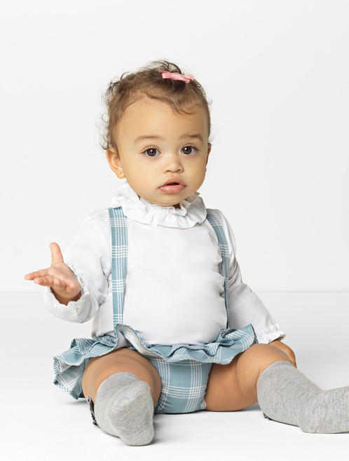 Baby girls white & green romper