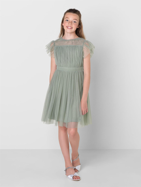 Girls green sustainable dress