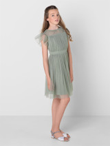 Sustainable green flower girls dress