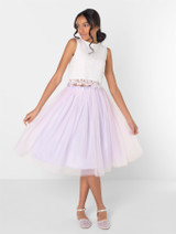 Girls white and lilac two piece dress