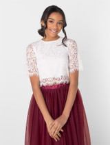 White and burgundy girls dress