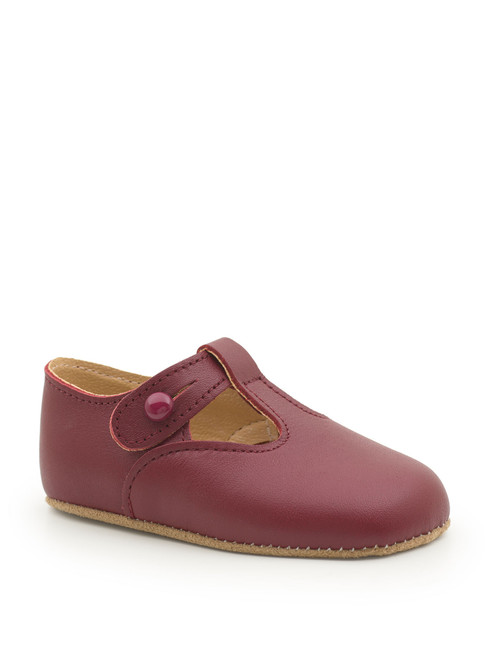 boys burgundy pram shoe