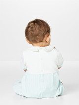 Boys white and blue christening romper