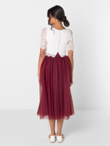 Junior bridesmaid white and wine dress