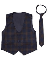 Boys navy check waistcoat