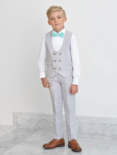 Grey check prom suit