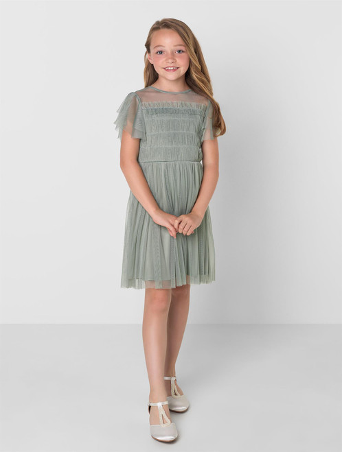 Girls green sustainable dress