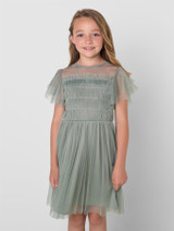 Girls eco friendly green party dress