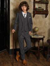 Boys luxury charcoal grey communion suit