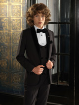 Boys luxury black velvet prom suit