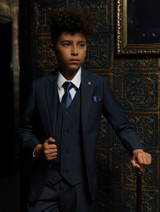 Boys premium mesh blue prom suit