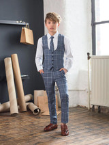 Stylish blue waistcoat suit