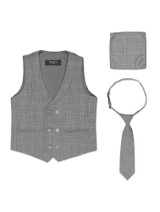 Boys grey check waistcoat - David