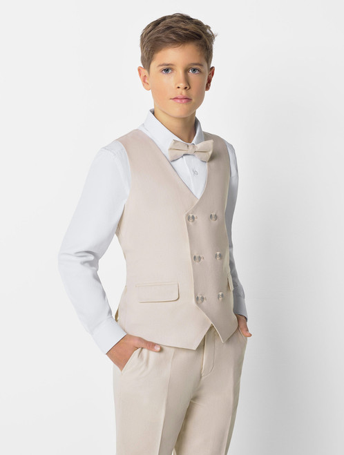 Boys beige waistcoat suit