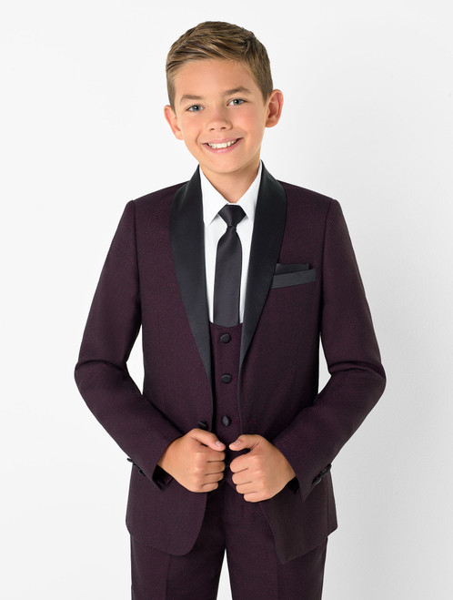 Boys burgundy occasion tuxedo