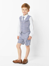 Blue check pageboy suit