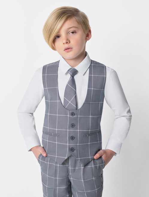 boys grey check suit