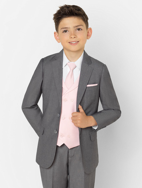 Boys dove grey & pink suit