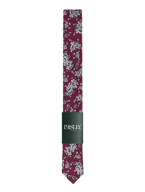 Boys wine floral tie