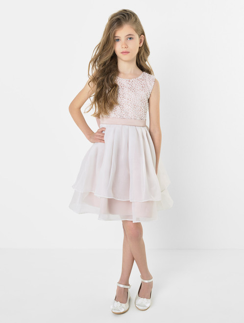 Roco girls champagne pink dress