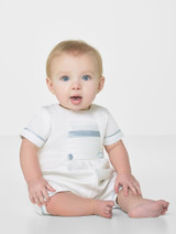 Baby boys white & silver romper