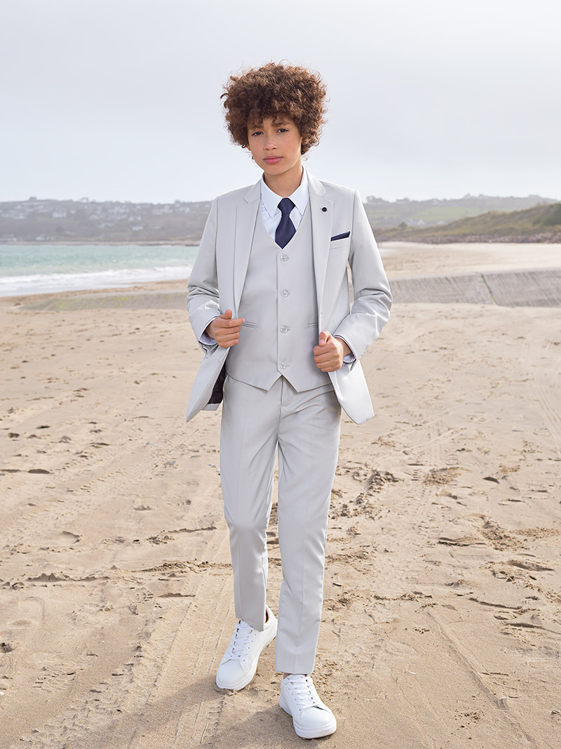Shop boys stone grey party suit - Monaco