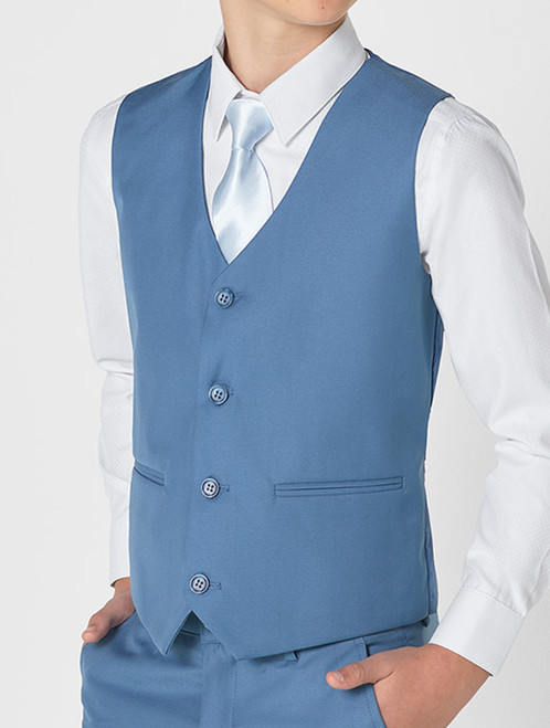 Boys steel blue waistcoat